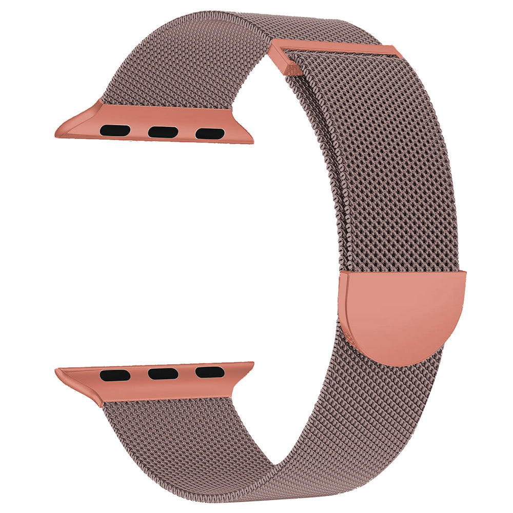For Apple Watch Ultra 2 Ultra 49mm / 9 8 7 45mm / 6 5 4 SE (2023) SE (2022) SE 44mm / 3 2 1 42mm Magnetic Strap Milanese Mesh Watch Bands - Pink+Orange