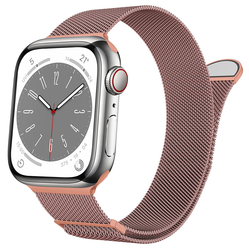 For Apple Watch Ultra 2 Ultra 49mm / 9 8 7 45mm / 6 5 4 SE (2023) SE (2022) SE 44mm / 3 2 1 42mm Magnetic Strap Milanese Mesh Watch Bands - Pink+Orange