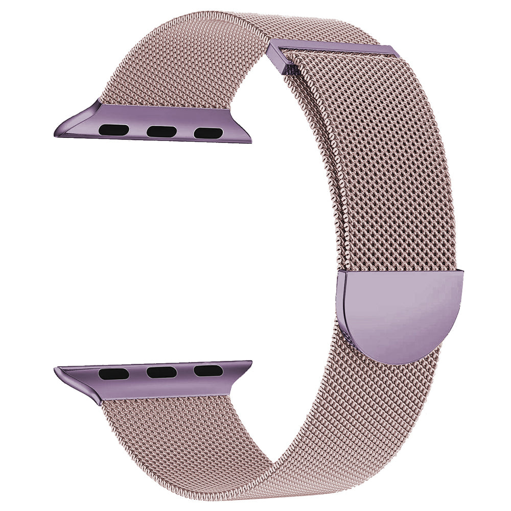 For Apple Watch Ultra 2 Ultra 49mm / 9 8 7 45mm / 6 5 4 SE (2023) SE (2022) SE 44mm / 3 2 1 42mm Magnetic Strap Milanese Mesh Watch Bands - Pink+Orange