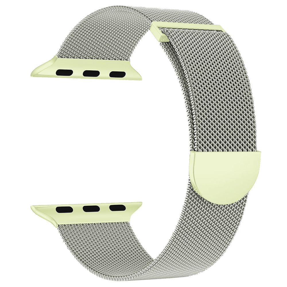 For Apple Watch Ultra 2 Ultra 49mm / 9 8 7 45mm / 6 5 4 SE (2023) SE (2022) SE 44mm / 3 2 1 42mm Magnetic Strap Milanese Mesh Watch Bands - Pink+Orange
