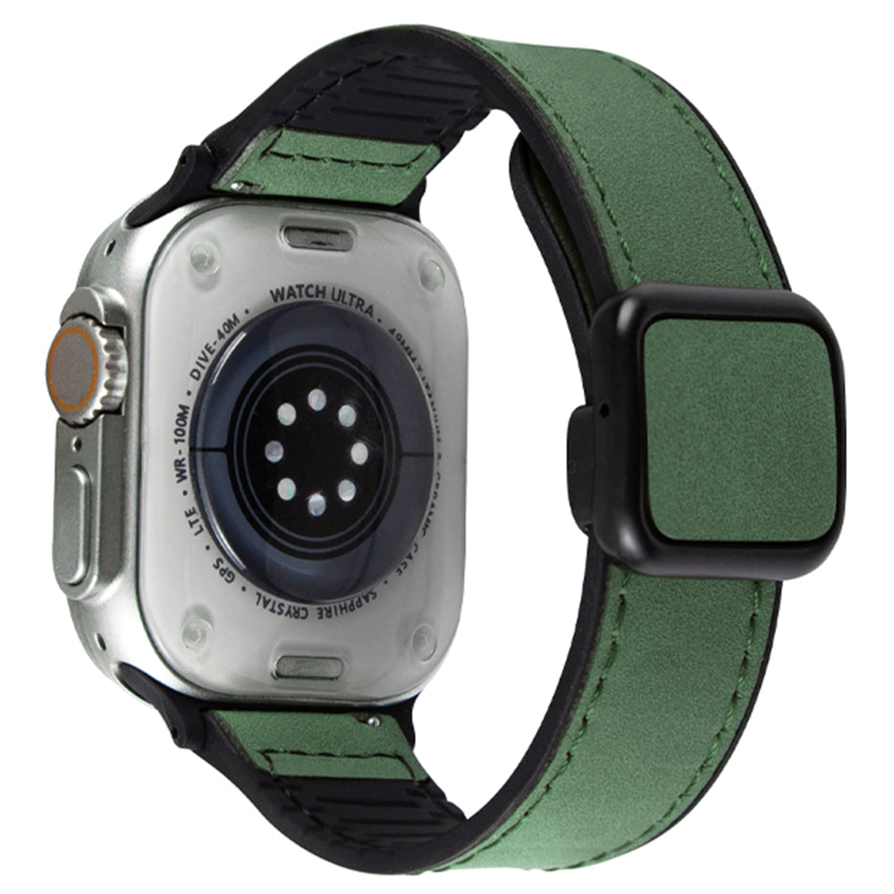 For Apple Watch Ultra 2 Ultra 49mm / Series 9 8 7 45mm / 6 5 4 SE (2022) SE (2023) SE 44mm / 3 2 1 42mm PU+Silicone Watch Strap - Green