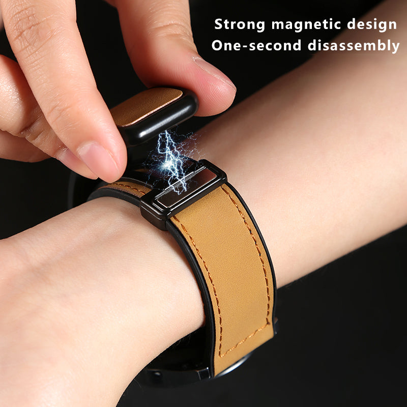 For Garmin Venu 3 / Venu 2 / Vivoactive 4 22mm Watch Band Magnetic Folding Buckle Leather+Silicone Strap - Dark Brown