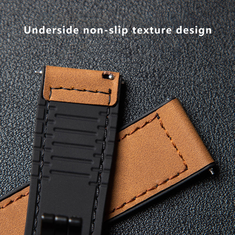 For Garmin Venu 3 / Venu 2 / Vivoactive 4 22mm Watch Band Magnetic Folding Buckle Leather+Silicone Strap - Dark Brown