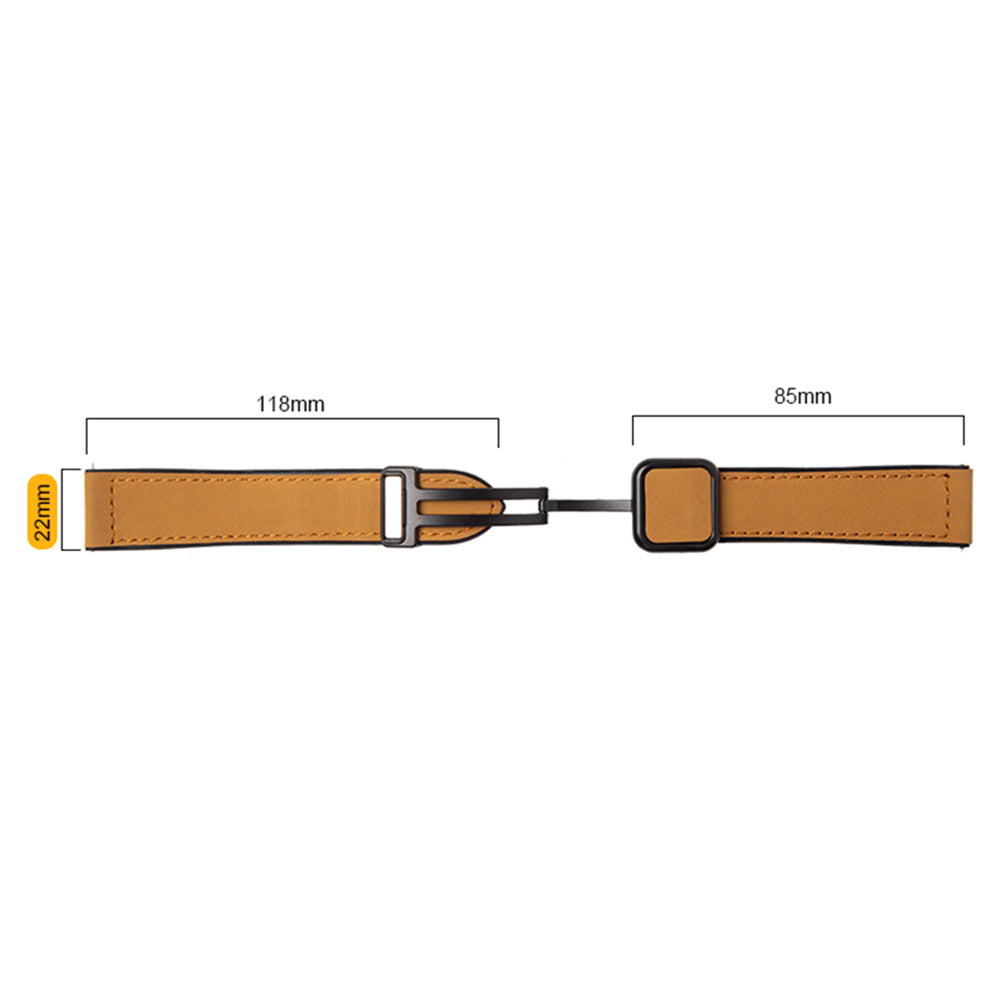 For Garmin Venu 3 / Venu 2 / Vivoactive 4 22mm Watch Band Magnetic Folding Buckle Leather+Silicone Strap - Dark Brown