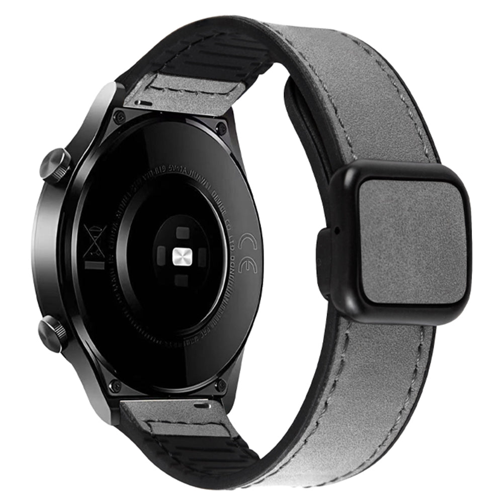For Garmin Venu 3 / Venu 2 / Vivoactive 4 22mm Watch Band Magnetic Folding Buckle Leather+Silicone Strap - Dark Brown
