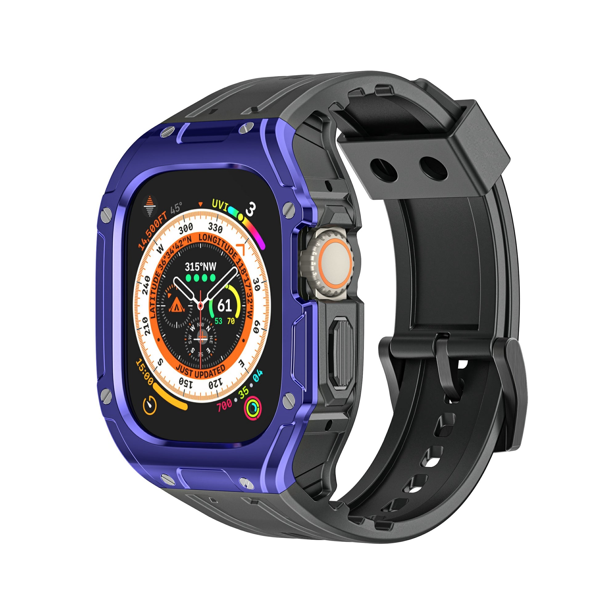 For Apple Watch Ultra 49mm  /  Ultra 2 49mm TPU Watch Band+Case Integrated Design - Olive Green+Black