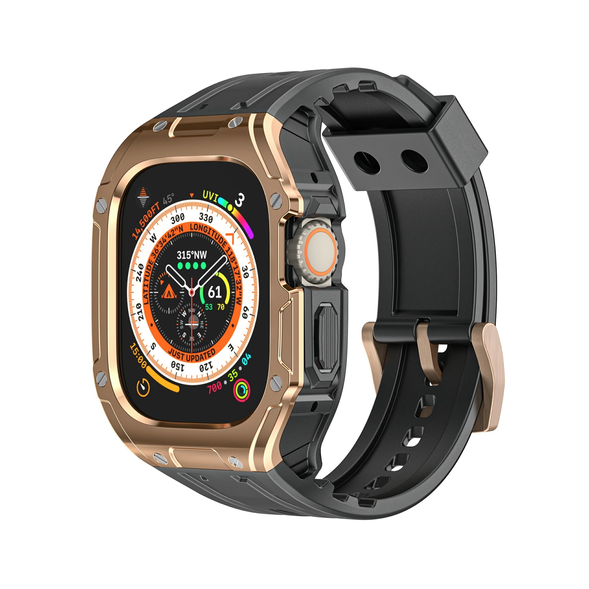 For Apple Watch Ultra 49mm  /  Ultra 2 49mm TPU Watch Band+Case Integrated Design - Olive Green+Black