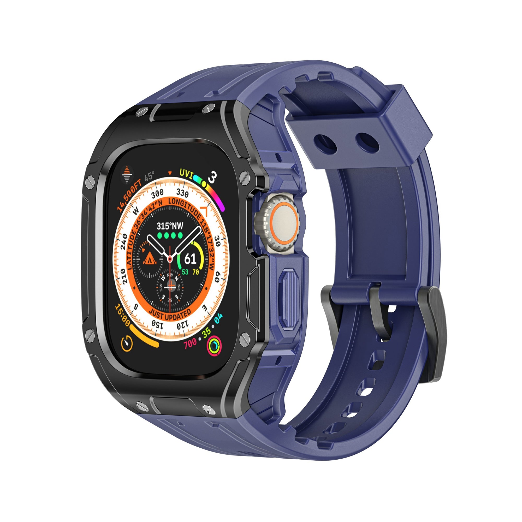 For Apple Watch Ultra 49mm  /  Ultra 2 49mm TPU Watch Band+Case Integrated Design - Olive Green+Black