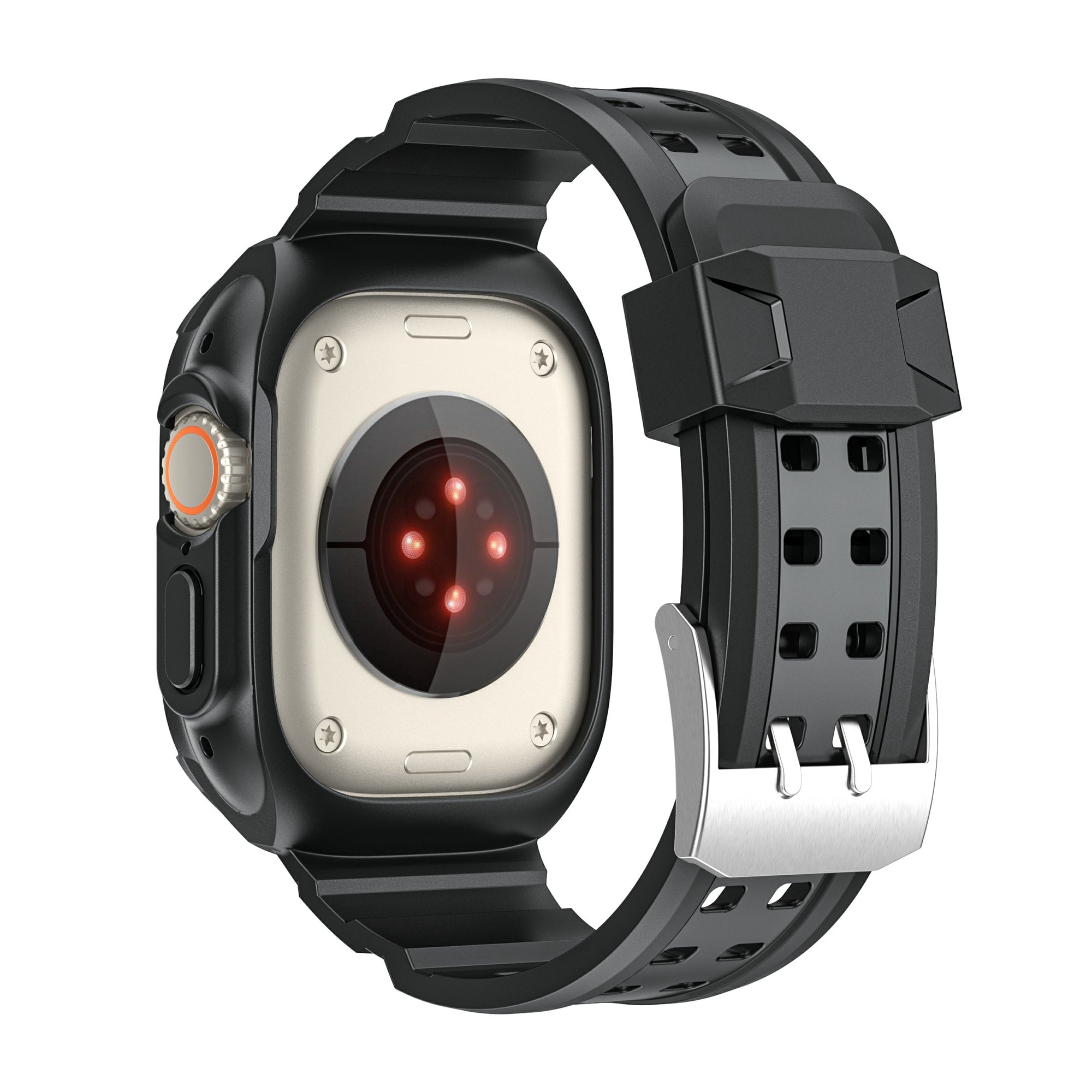 For Apple Watch Ultra 49mm / Ultra 2 49mm Matte TPU Watch Strap Case Integrated Design Bracelet Band - Black
