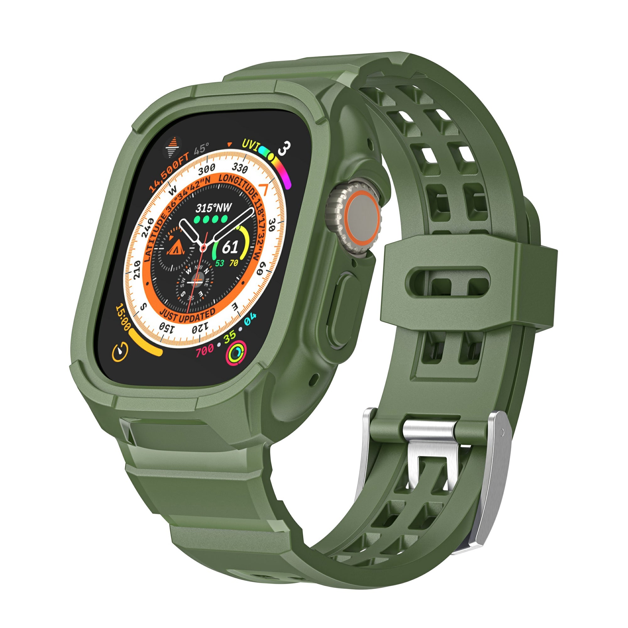 For Apple Watch Ultra 49mm / Ultra 2 49mm Matte TPU Watch Strap Case Integrated Design Bracelet Band - Black