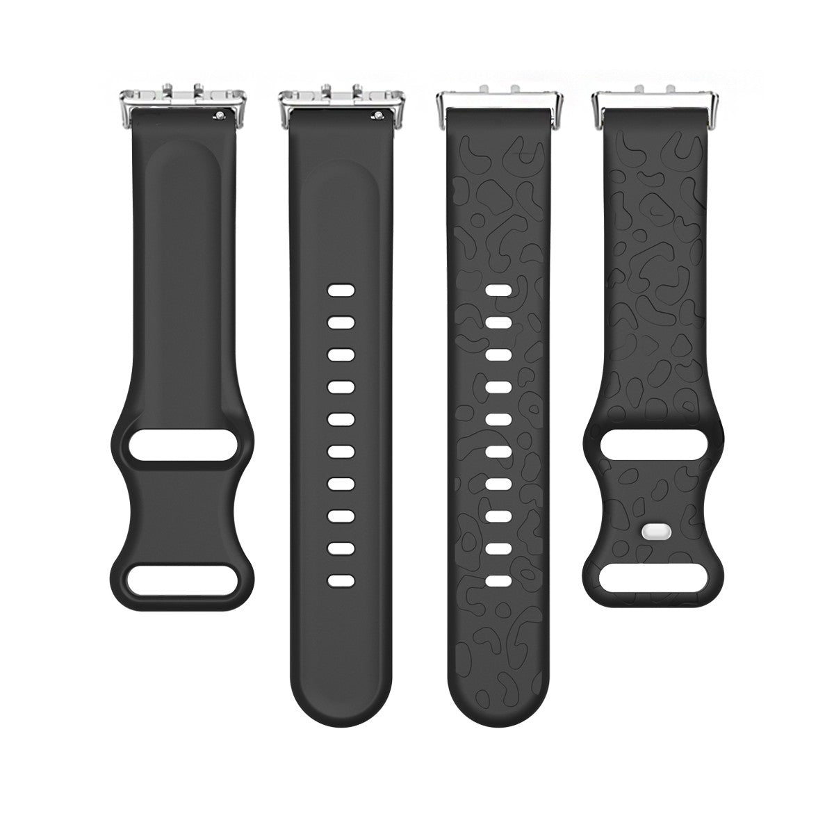 For Samsung Galaxy Fit Silicone Watchband Leopard Printed Replacement Watch Strap - Black