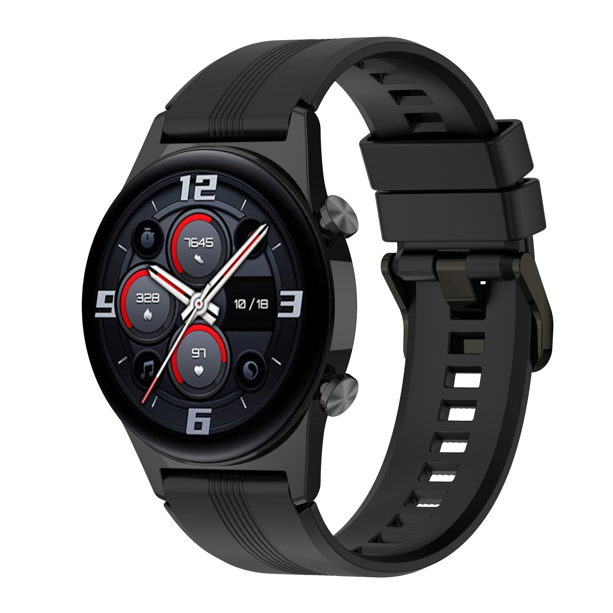 For Honor Watch GS 4 Soft Silicone Watch Strap 22mm Replacement Watch Band - Black