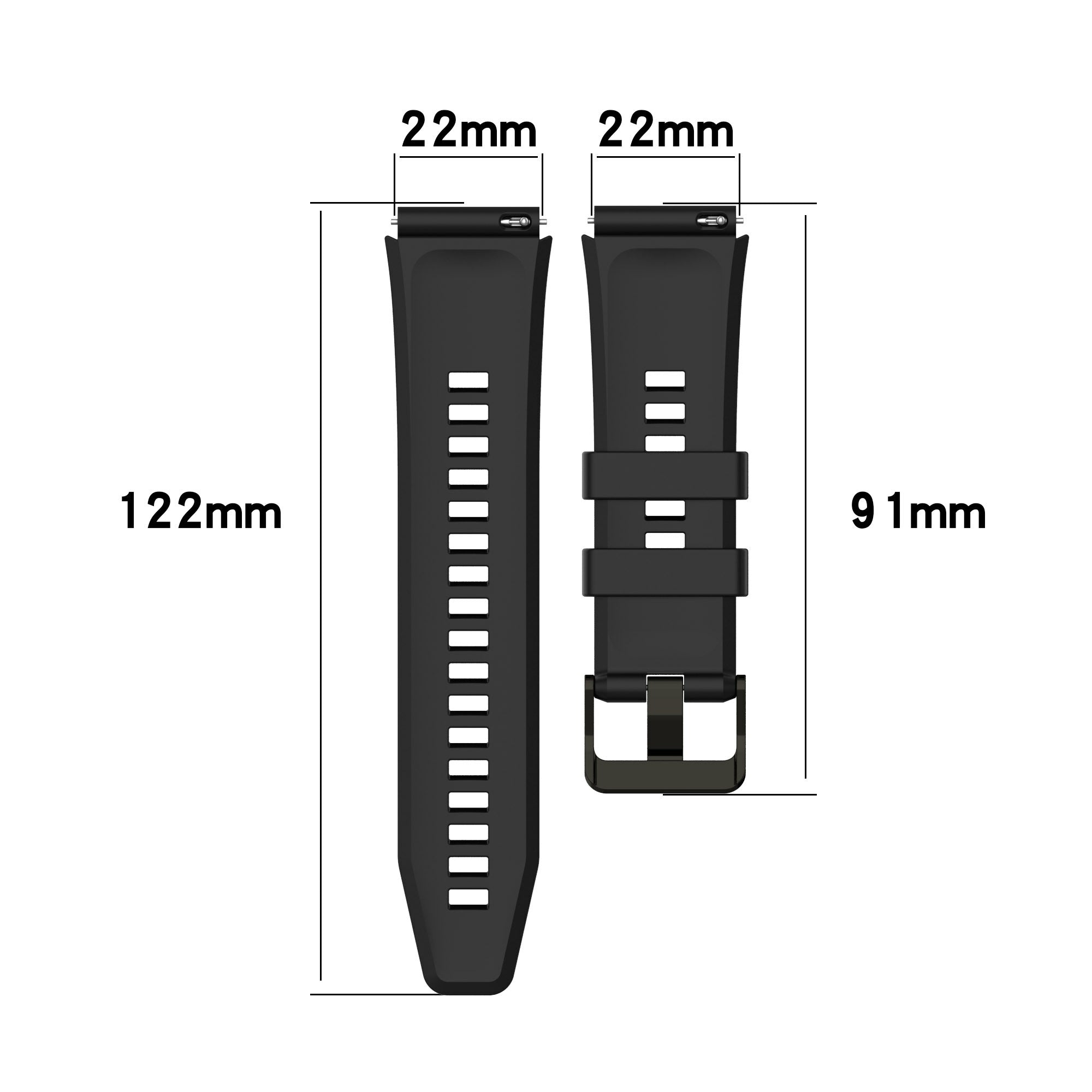 For Honor Watch GS 4 Soft Silicone Watch Strap 22mm Replacement Watch Band - Black