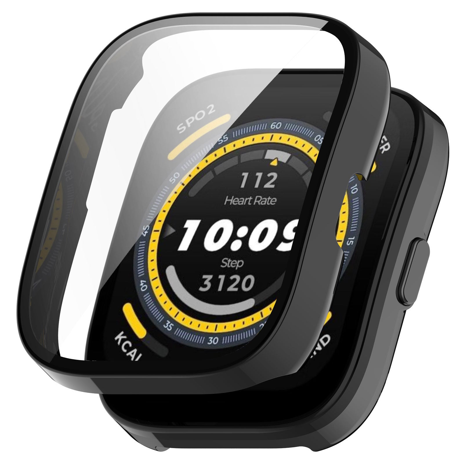For Huami Amazfit Bip 5 Watch Case Anti-scratch Hard PC Protective Cover with Tempered Glass Film - Black