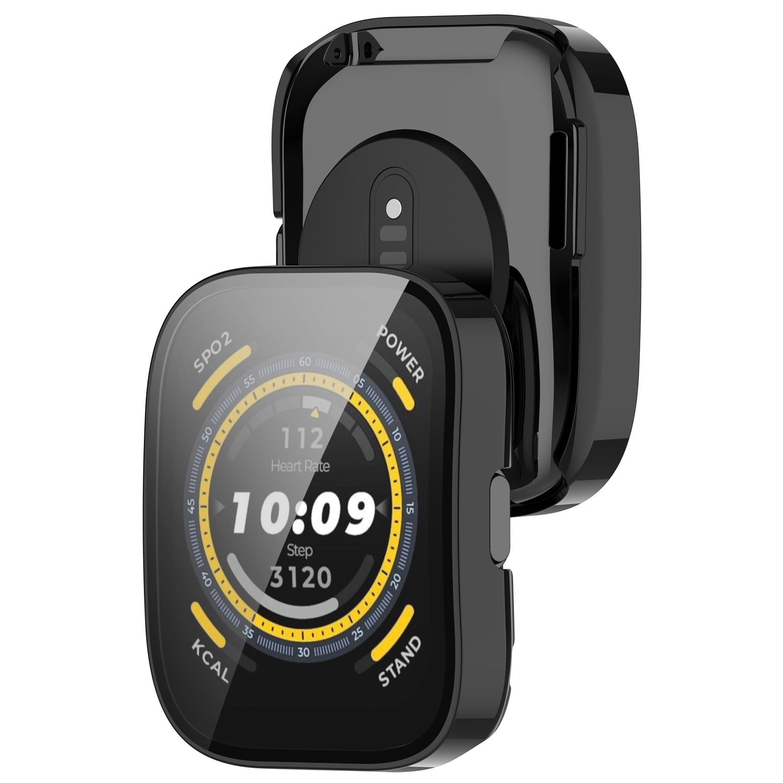 For Huami Amazfit Bip 5 Watch Case Anti-scratch Hard PC Protective Cover with Tempered Glass Film - Black