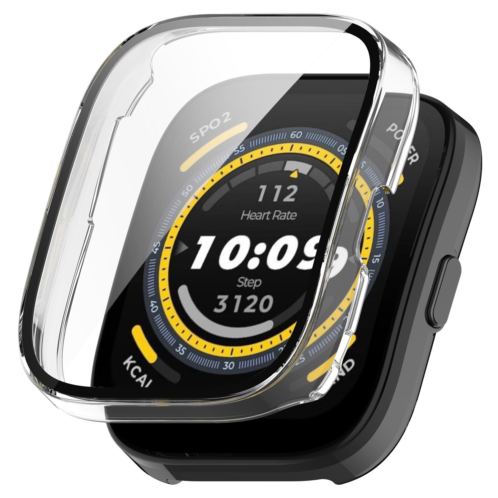 For Huami Amazfit Bip 5 Watch Case Anti-scratch Hard PC Protective Cover with Tempered Glass Film - Black