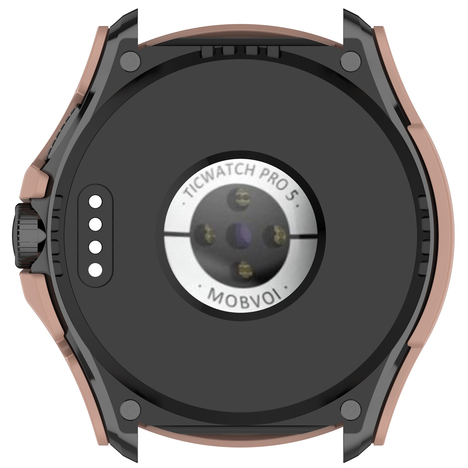 For TicWatch Pro 5 Hard PC Watch Case with Built-in Tempered Glass Screen Protector - Pink