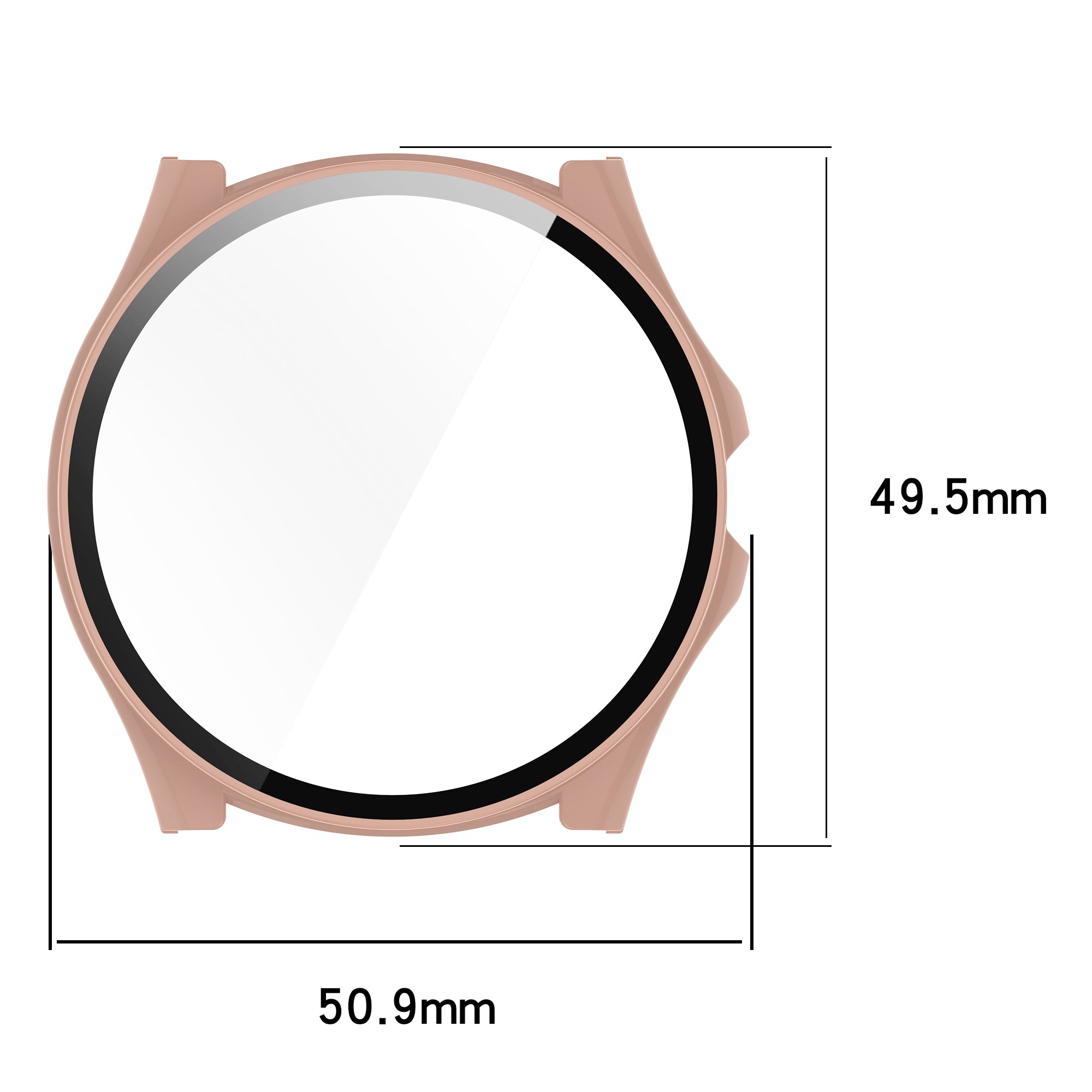 For TicWatch Pro 5 Hard PC Watch Case with Built-in Tempered Glass Screen Protector - Pink