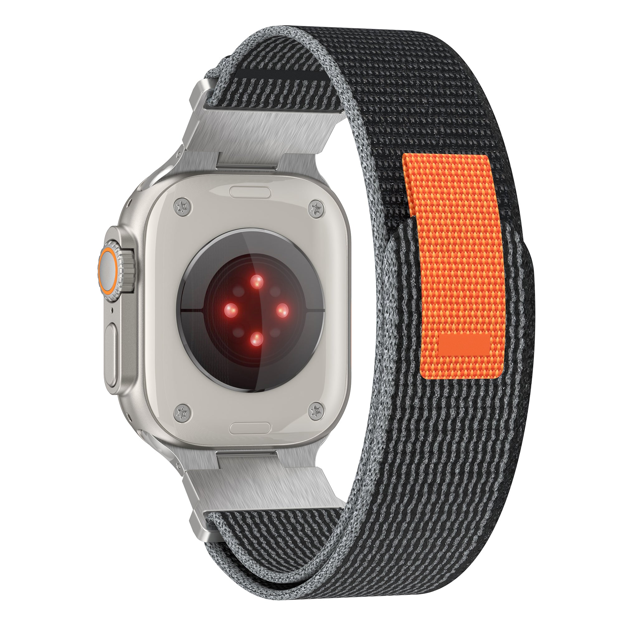 For Apple Watch Ultra 2 Ultra 49mm  /  Series 9 8 7 45mm  /  6 5 4 SE (2022) SE (2023) SE 44mm  /  3 2 1 42mm Trail Loop Nylon Strap - Black+Grey