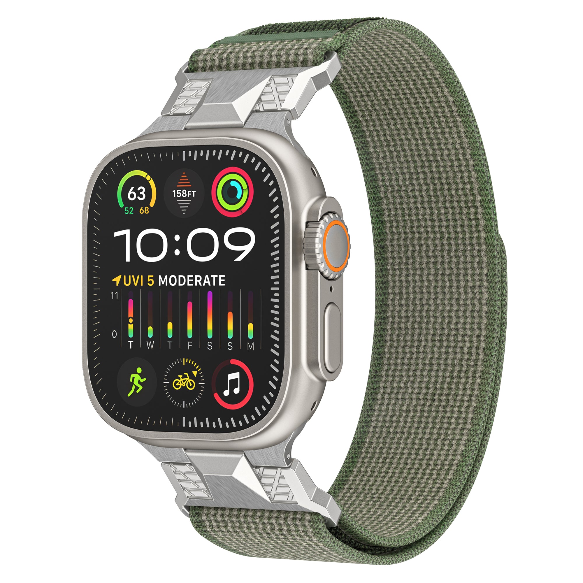 For Apple Watch Ultra 2 Ultra 49mm  /  Series 9 8 7 45mm  /  6 5 4 SE (2022) SE (2023) SE 44mm  /  3 2 1 42mm Trail Loop Nylon Strap - Black+Grey