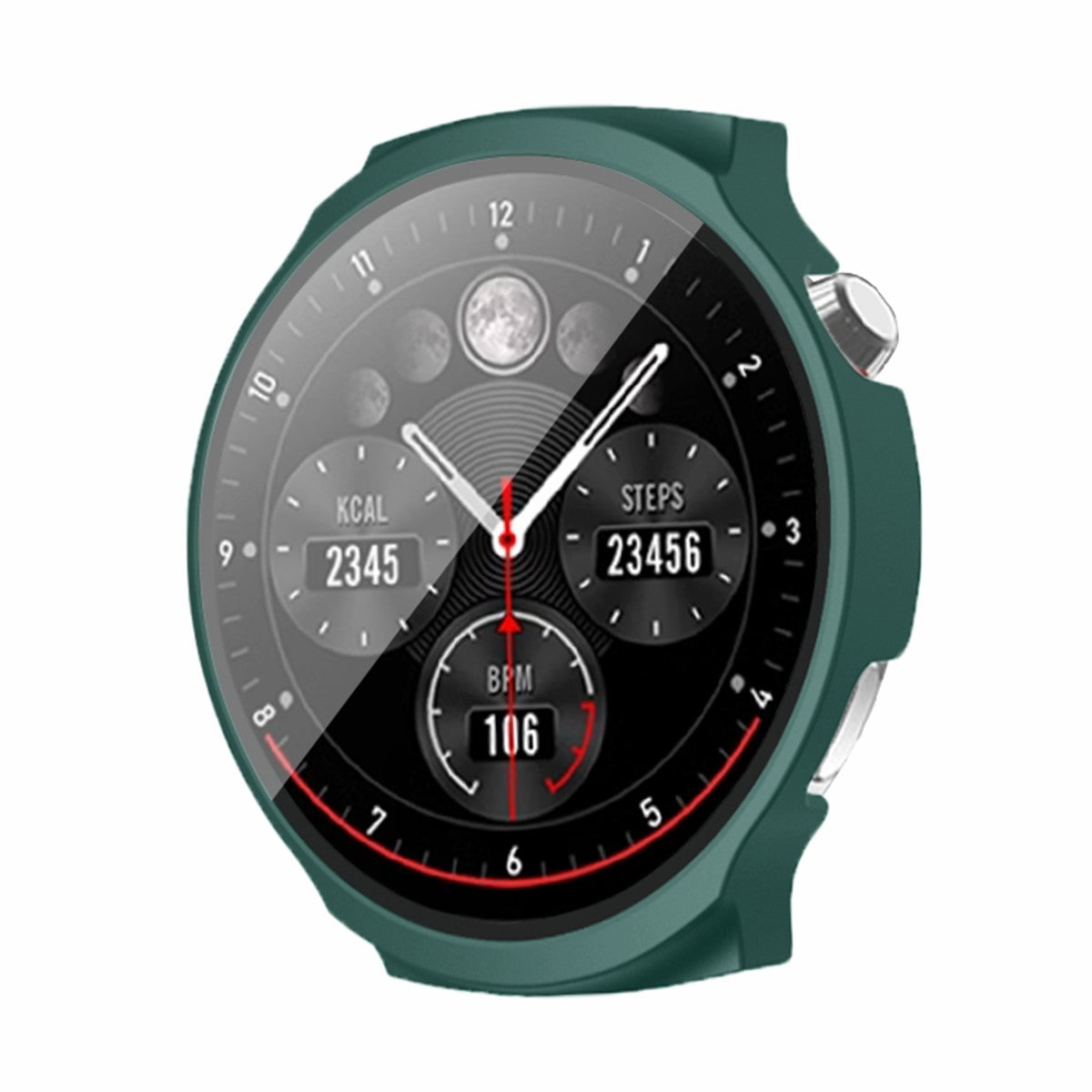 For Aigo V8 Watch Case Hard PC Scratch-proof Protective Cover with Tempered Glass Film - Midnight Green