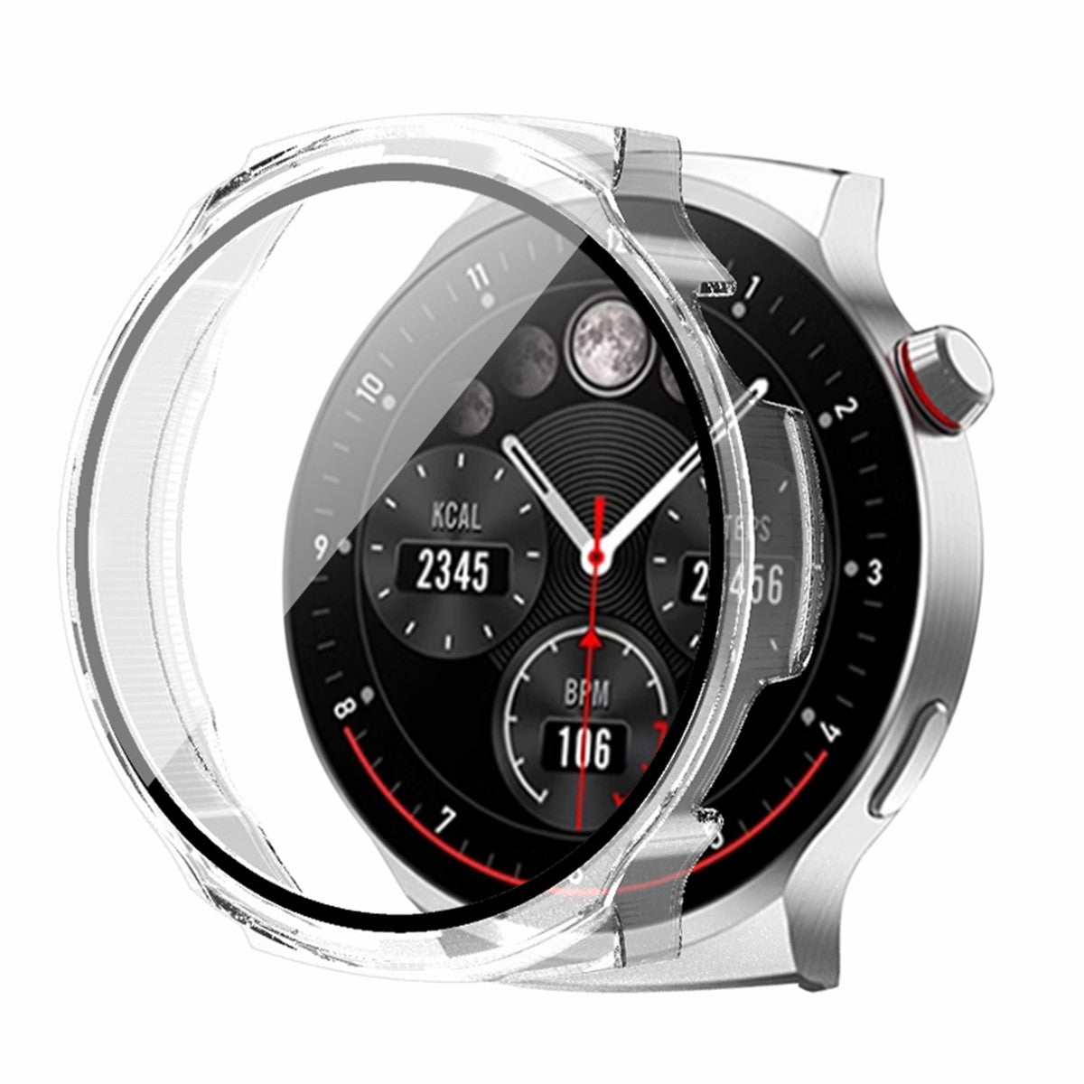For Aigo V8 Watch Case Hard PC Scratch-proof Protective Cover with Tempered Glass Film - Midnight Green