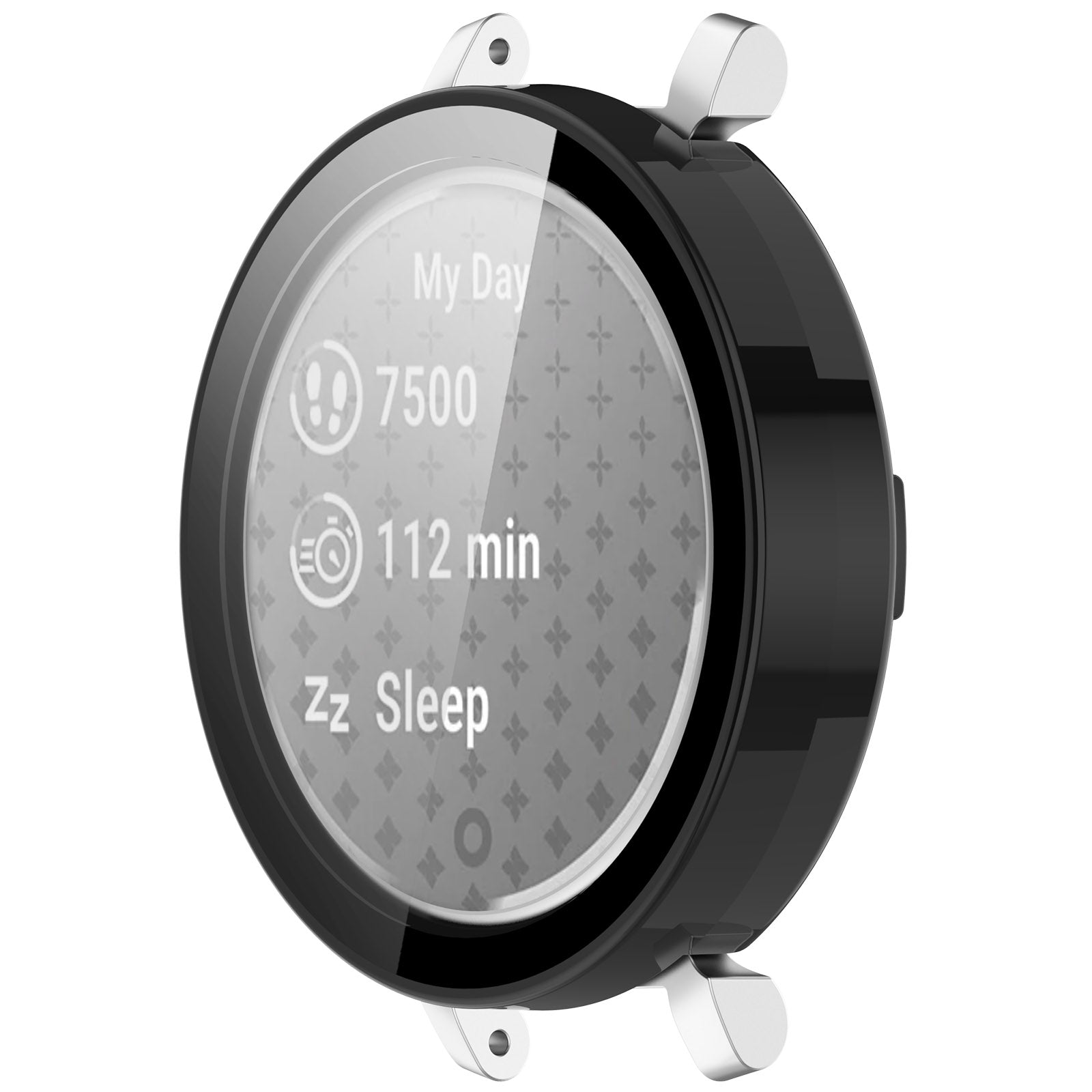 For Garmin Lily 2 Hard PC Watch Protection Case Cover with Tempered Glass Screen Film - Black