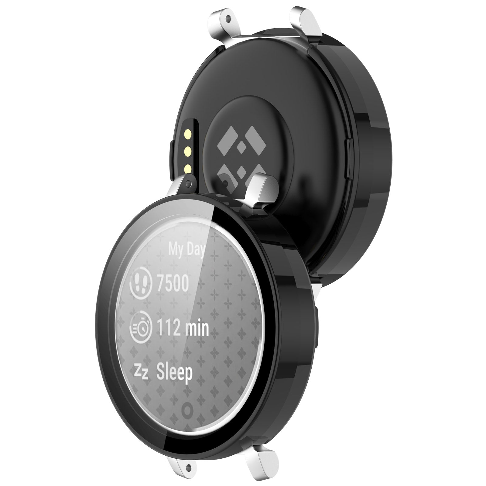 For Garmin Lily 2 Hard PC Watch Protection Case Cover with Tempered Glass Screen Film - Black