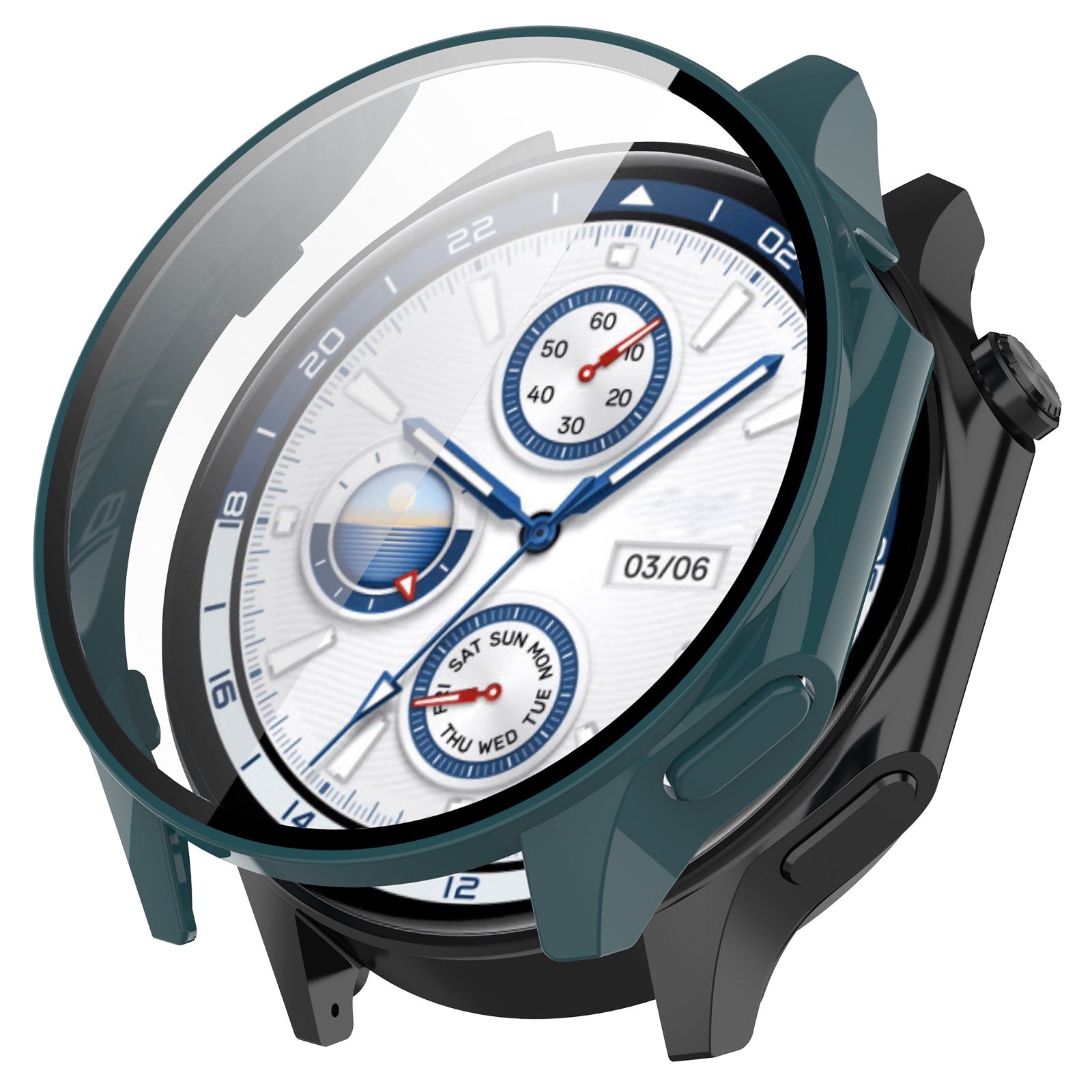 For Oppo Watch X / Watch 2 46mm Drop Protection PC Watch Frame Cover with Tempered Glass Screen Film - Black