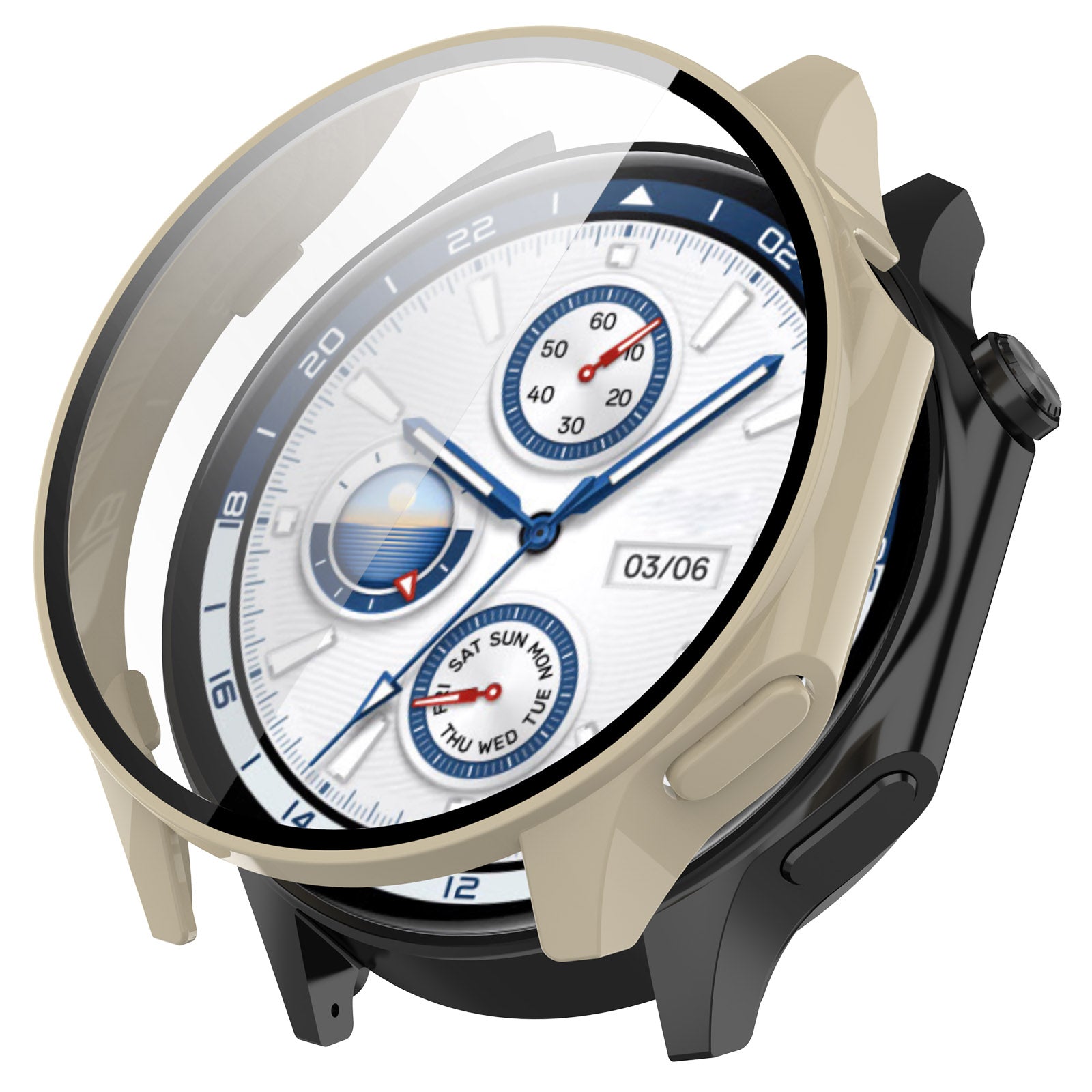 For Oppo Watch X / Watch 2 46mm Drop Protection PC Watch Frame Cover with Tempered Glass Screen Film - Black