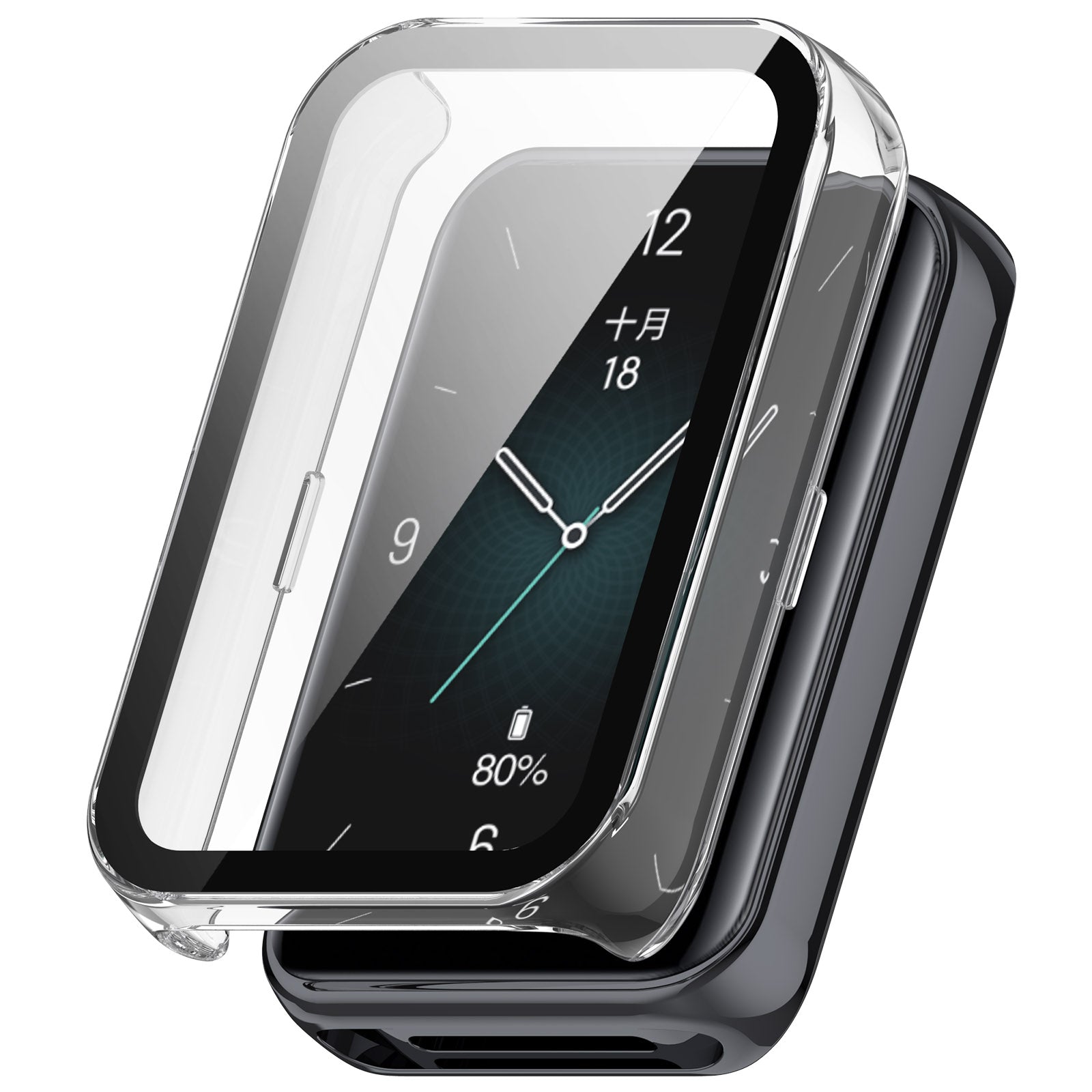 For Honor Band 9 Hard PC Watch Case Scratch Proof Cover with Tempered Glass Screen Film - Black