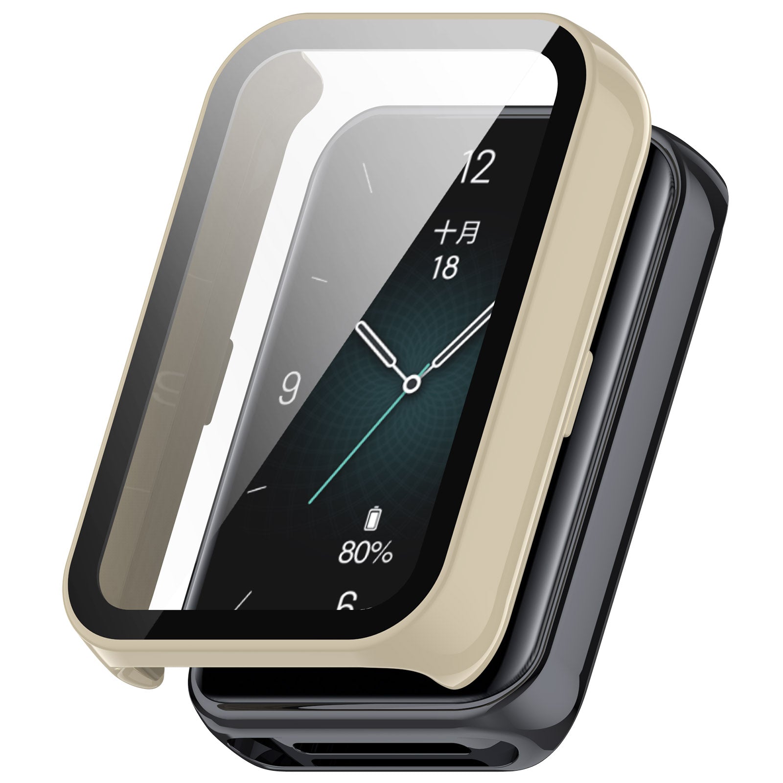 For Honor Band 9 Hard PC Watch Case Scratch Proof Cover with Tempered Glass Screen Film - Black