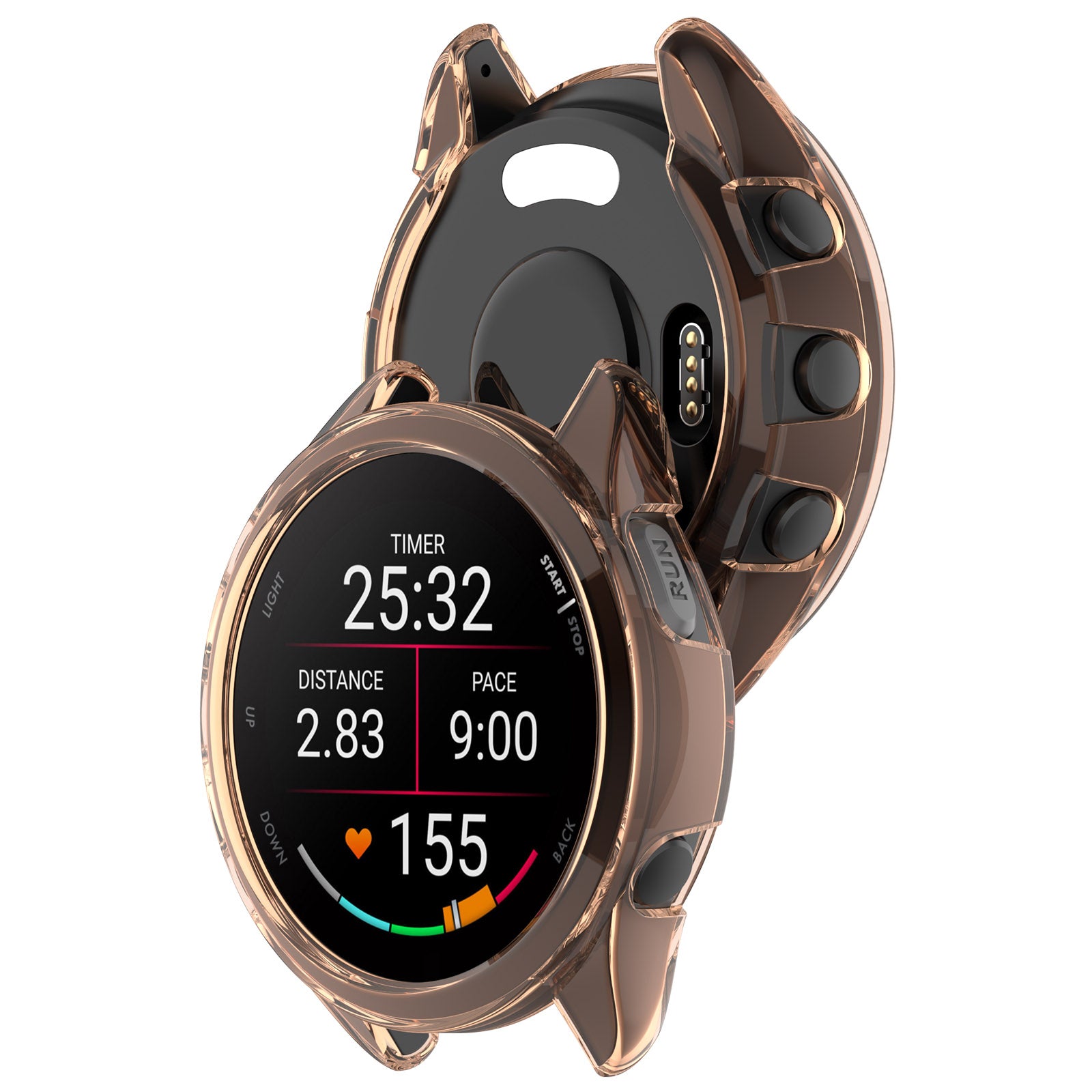 For Garmin Forerunner 165 / Forerunner 165 Music TPU Watch Frame Smartwatch Protector Case - Transparent Pink