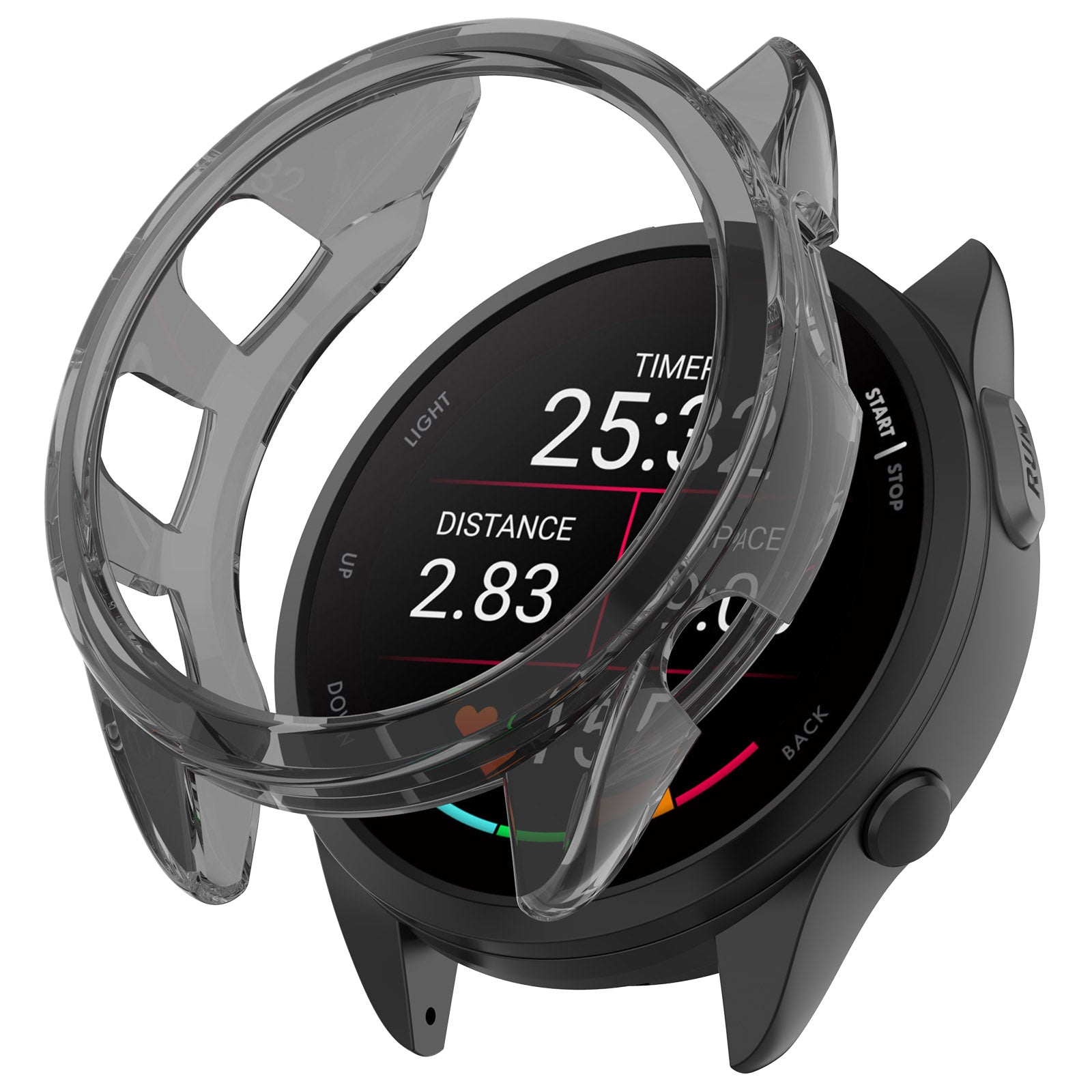 For Garmin Forerunner 165 / Forerunner 165 Music TPU Watch Frame Smartwatch Protector Case - Transparent Pink