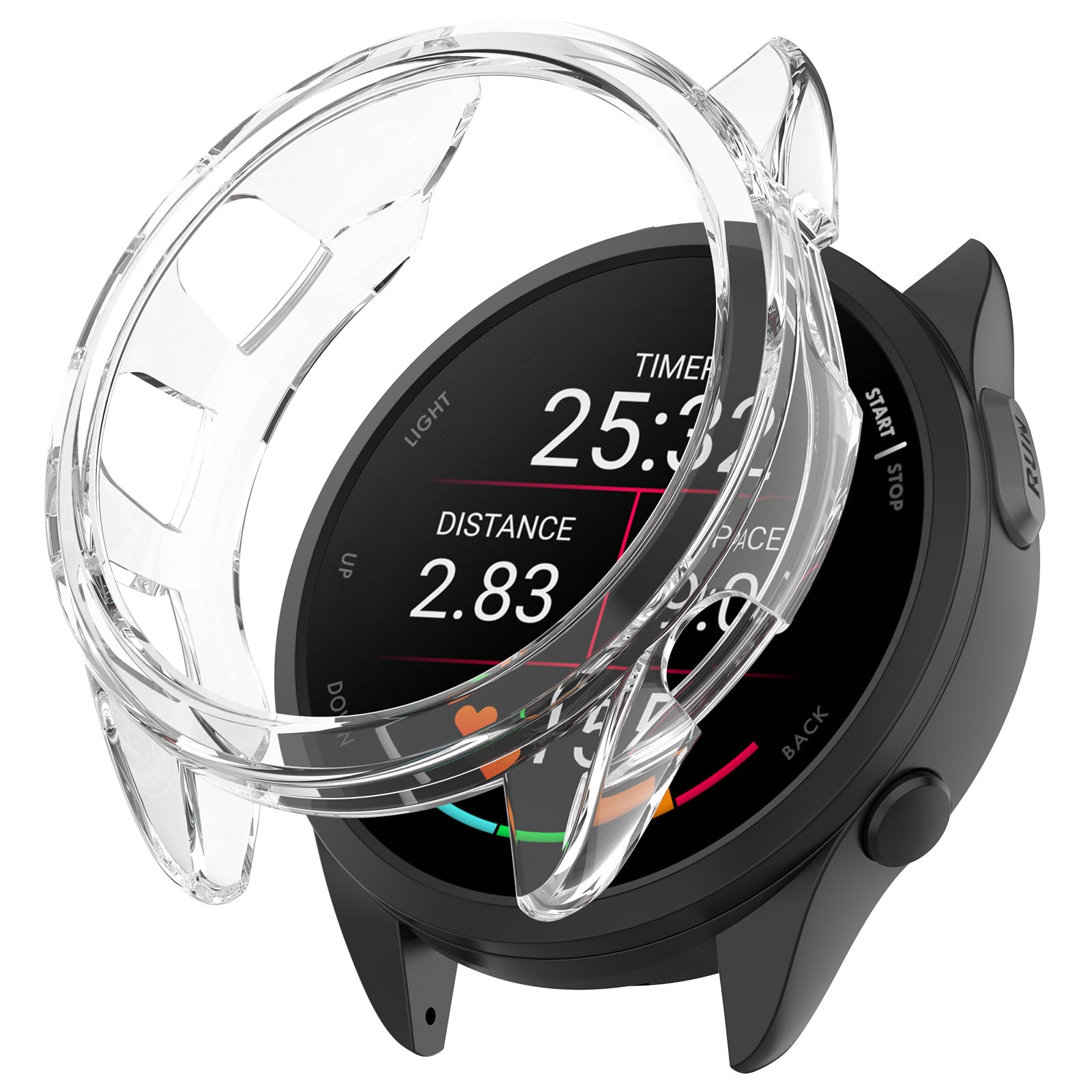For Garmin Forerunner 165 / Forerunner 165 Music TPU Watch Frame Smartwatch Protector Case - Transparent Pink