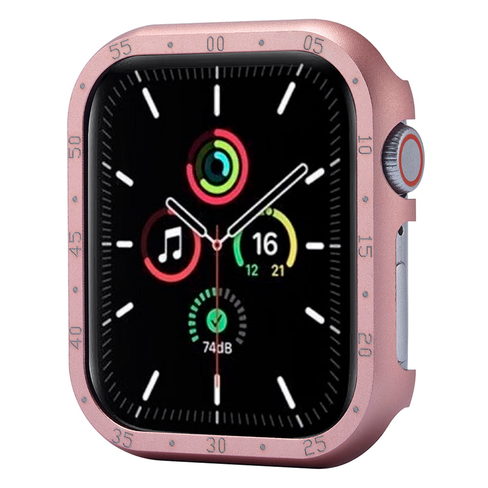 For Apple Watch Series 6 / 5 / 4 / SE (2022) / SE (2023) / SE 44mm Case Aluminum Alloy Hollow Watch Cover with Dial Plate - Gold