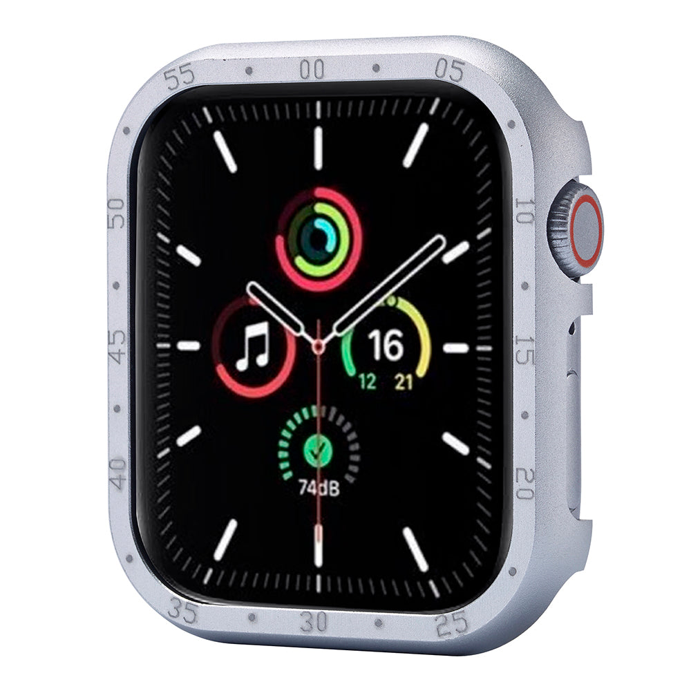 For Apple Watch Series 6 / 5 / 4 / SE (2022) / SE (2023) / SE 44mm Case Aluminum Alloy Hollow Watch Cover with Dial Plate - Gold