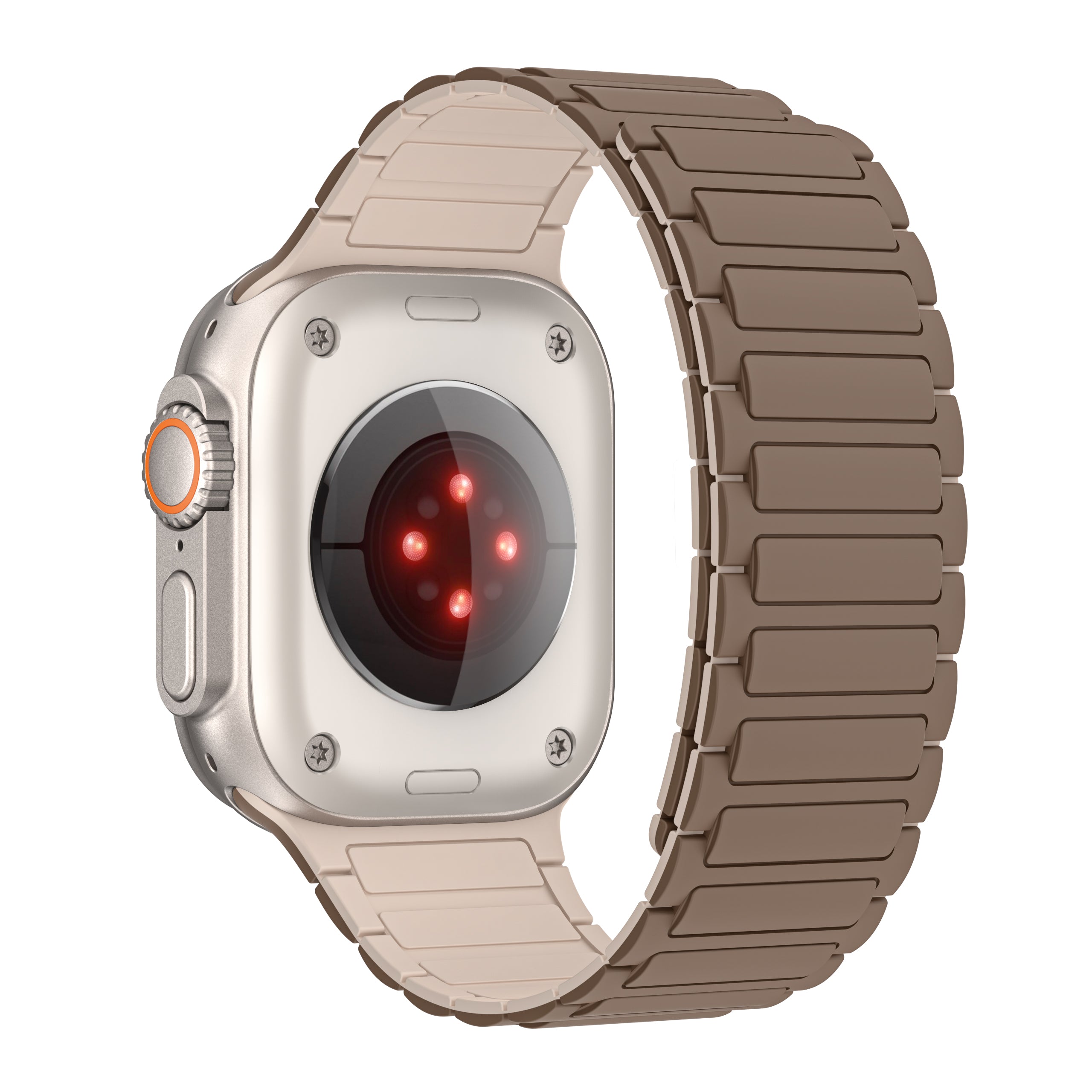 For Apple Watch Ultra / Ultra 2 49mm / 8 / 7 / 9 45mm / 6 5 4 SE SE (2022) 44mm / 3 2 1 42mm Magnetic Silicone Watch Band - Brown Apricot