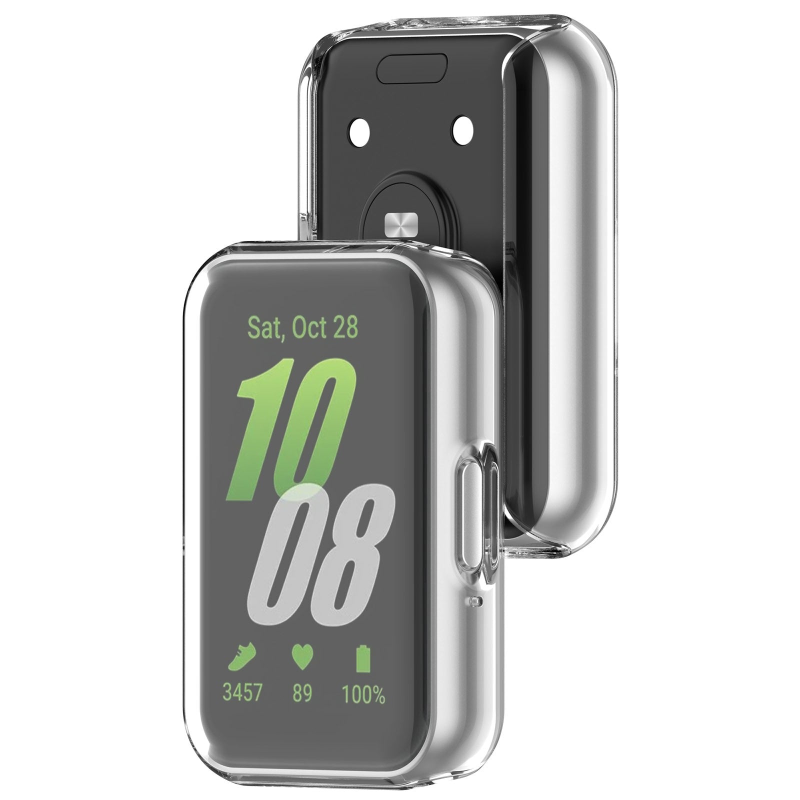 For Samsung Galaxy Fit3 Watch Frame Case Electroplating Fully Wrapped TPU Watch Cover - Transparent