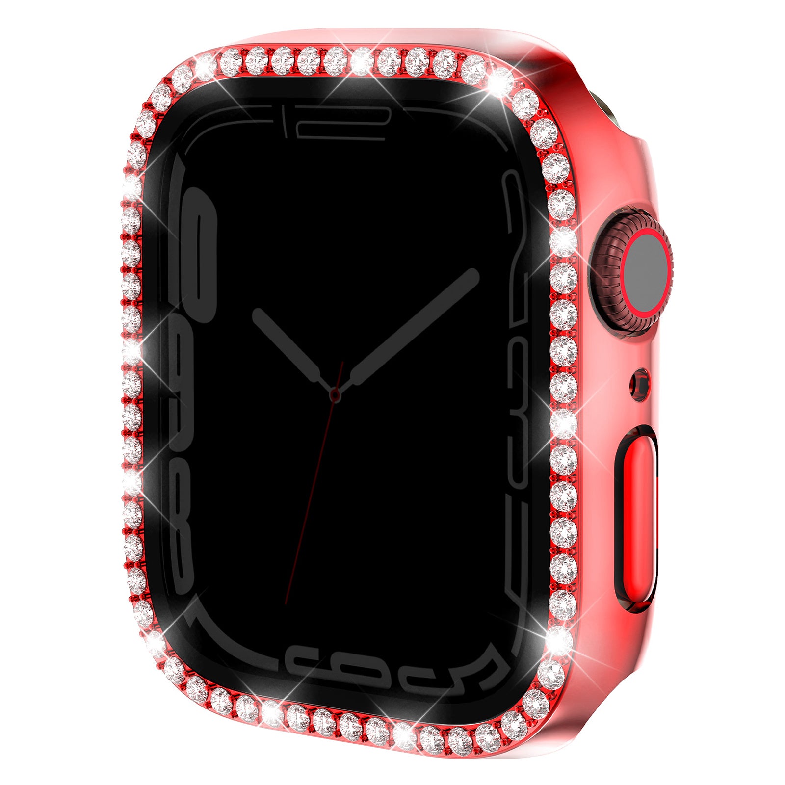 For Apple Watch Series 9 / 8 / 7 45mm Watch Case Rhinestone PC Frame with Anti-spy Tempered Glass Screen Film - Clear