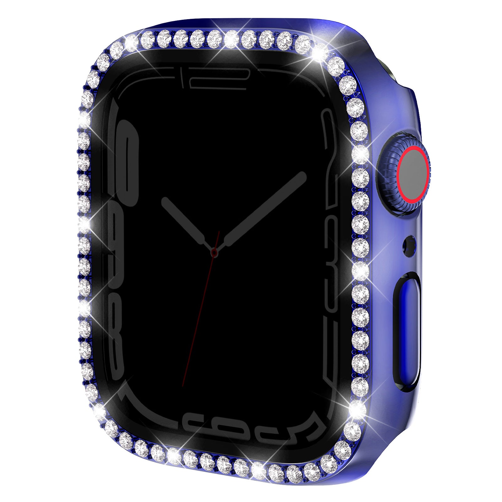 For Apple Watch Series 9 / 8 / 7 45mm Watch Case Rhinestone PC Frame with Anti-spy Tempered Glass Screen Film - Clear
