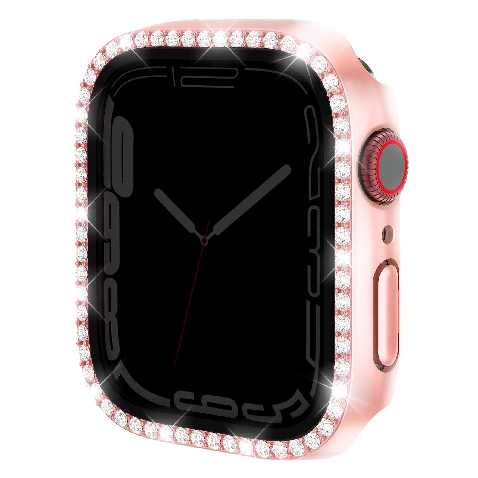 For Apple Watch Series 9 / 8 / 7 45mm Watch Case Rhinestone PC Frame with Anti-spy Tempered Glass Screen Film - Clear