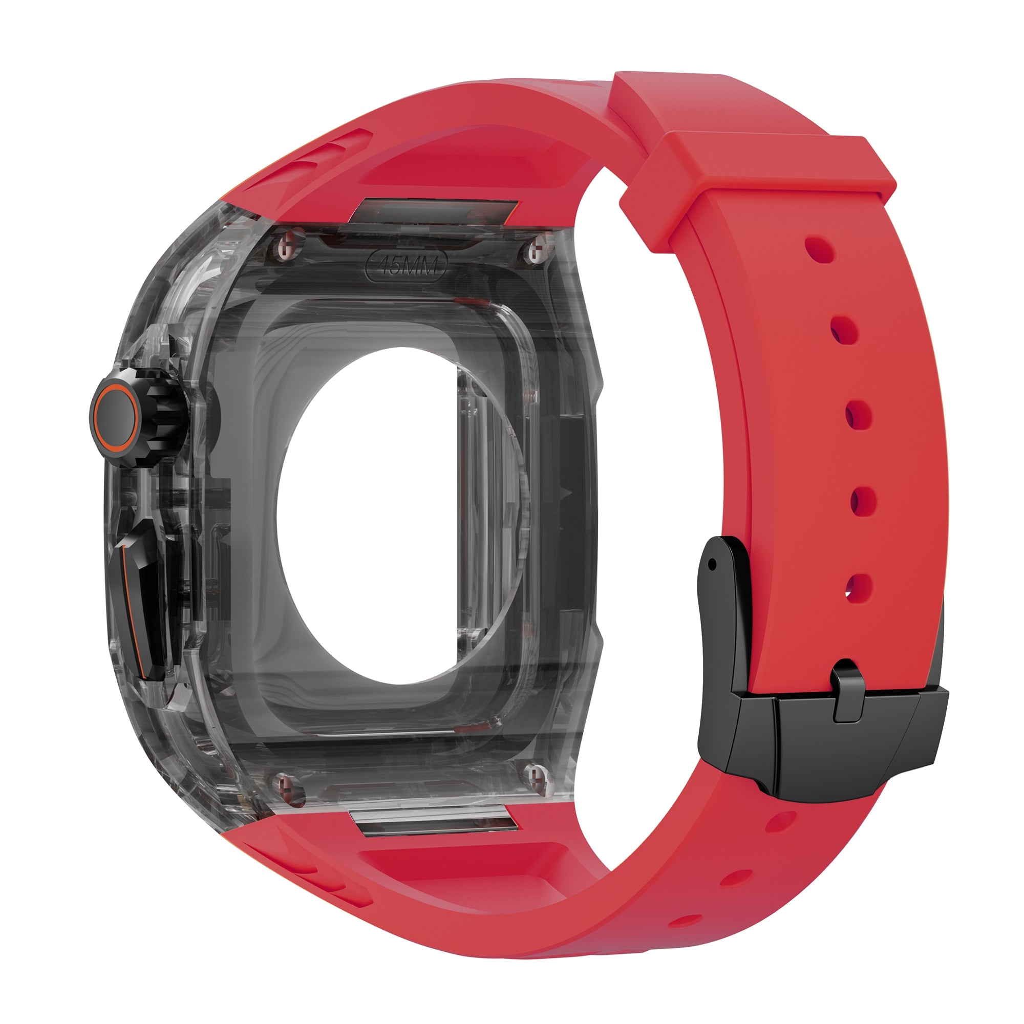 For Apple Watch 9  /  8  /  7 45mm  /  SE (2023)  /  SE (2022)  /  SE  /  6  /  5  /  4 44mm TPU Watch Band with PC Case - Red