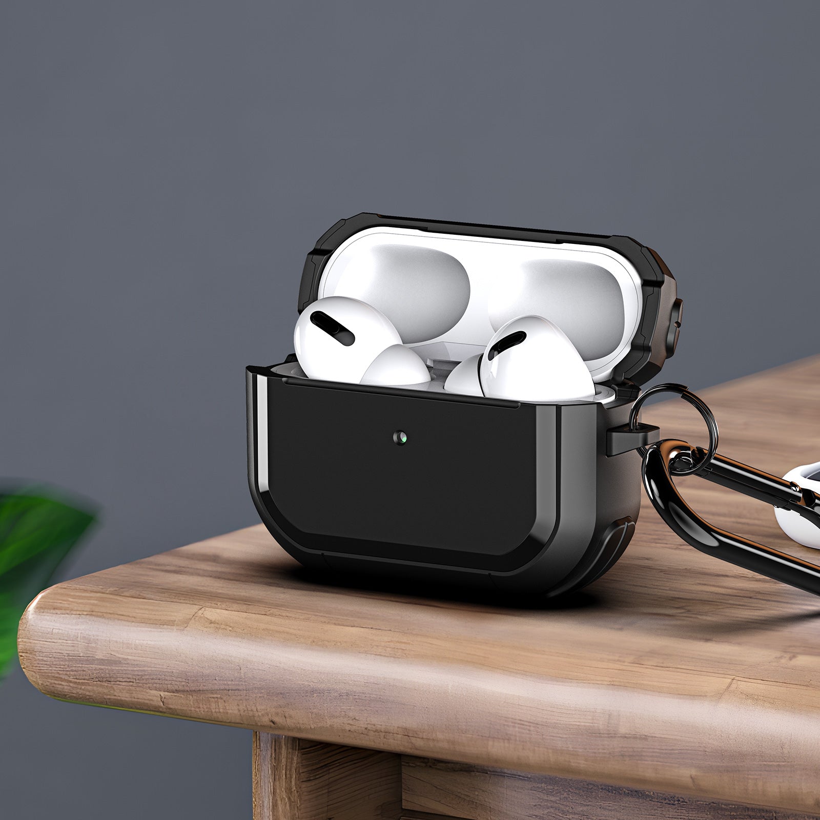 DUX DUCIS PECA Series for Apple AirPods Pro 2 Armor Cover Shock-Absorbing PC+TPU Earphone Case with Keychain