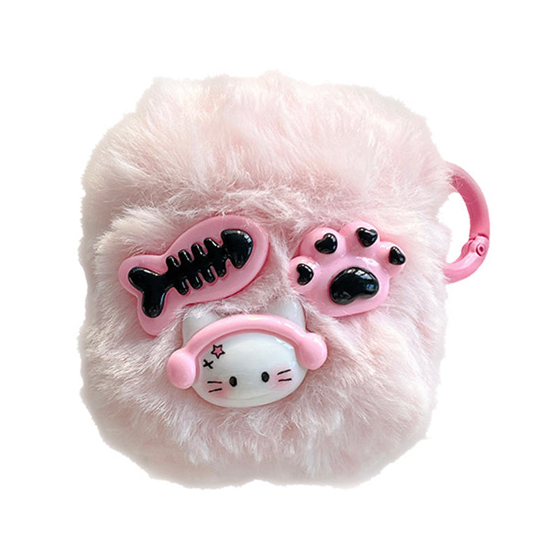 Earphone Sleeve for AirPods with Charging Case (2016) / (2019) / AirPods with Wireless Charging Case (2019) Cartoon Plush+TPU Cover