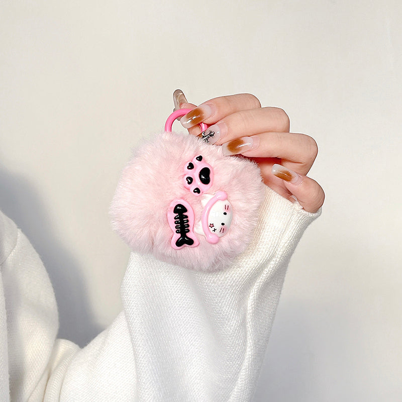 Earphone Sleeve for AirPods with Charging Case (2016) / (2019) / AirPods with Wireless Charging Case (2019) Cartoon Plush+TPU Cover
