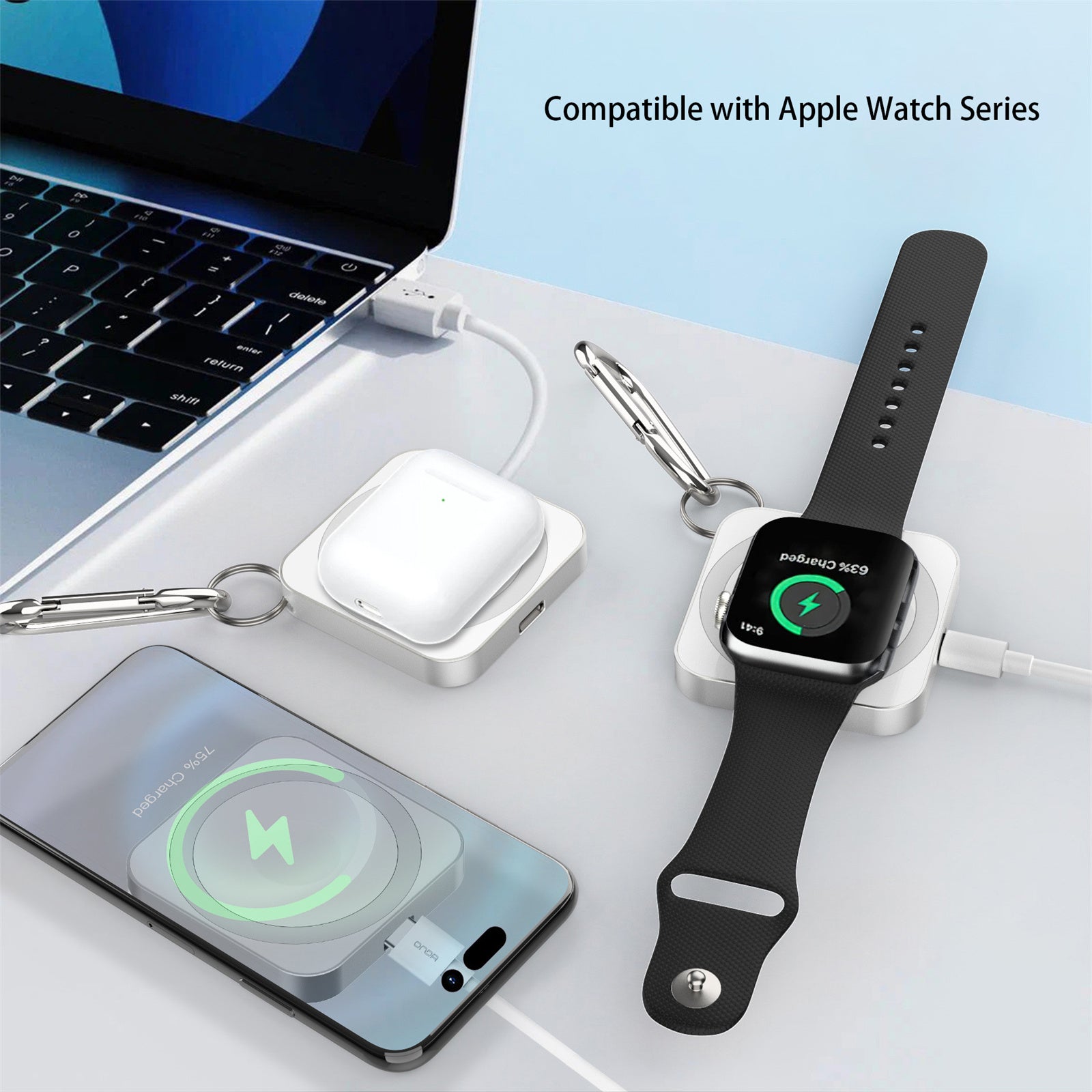 3 in 1 Wireless Magnetic Charger 15w Fast Charger for Apple Devices - Rose Gold