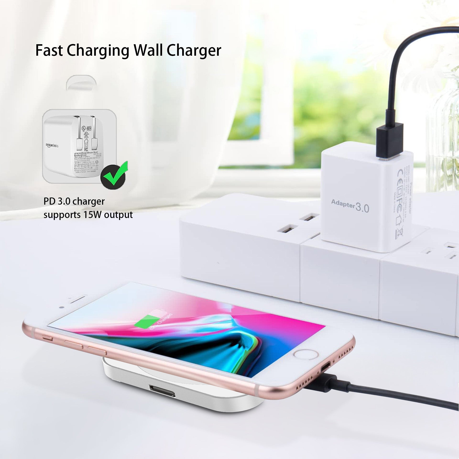 3 in 1 Wireless Magnetic Charger 15w Fast Charger for Apple Devices - Rose Gold