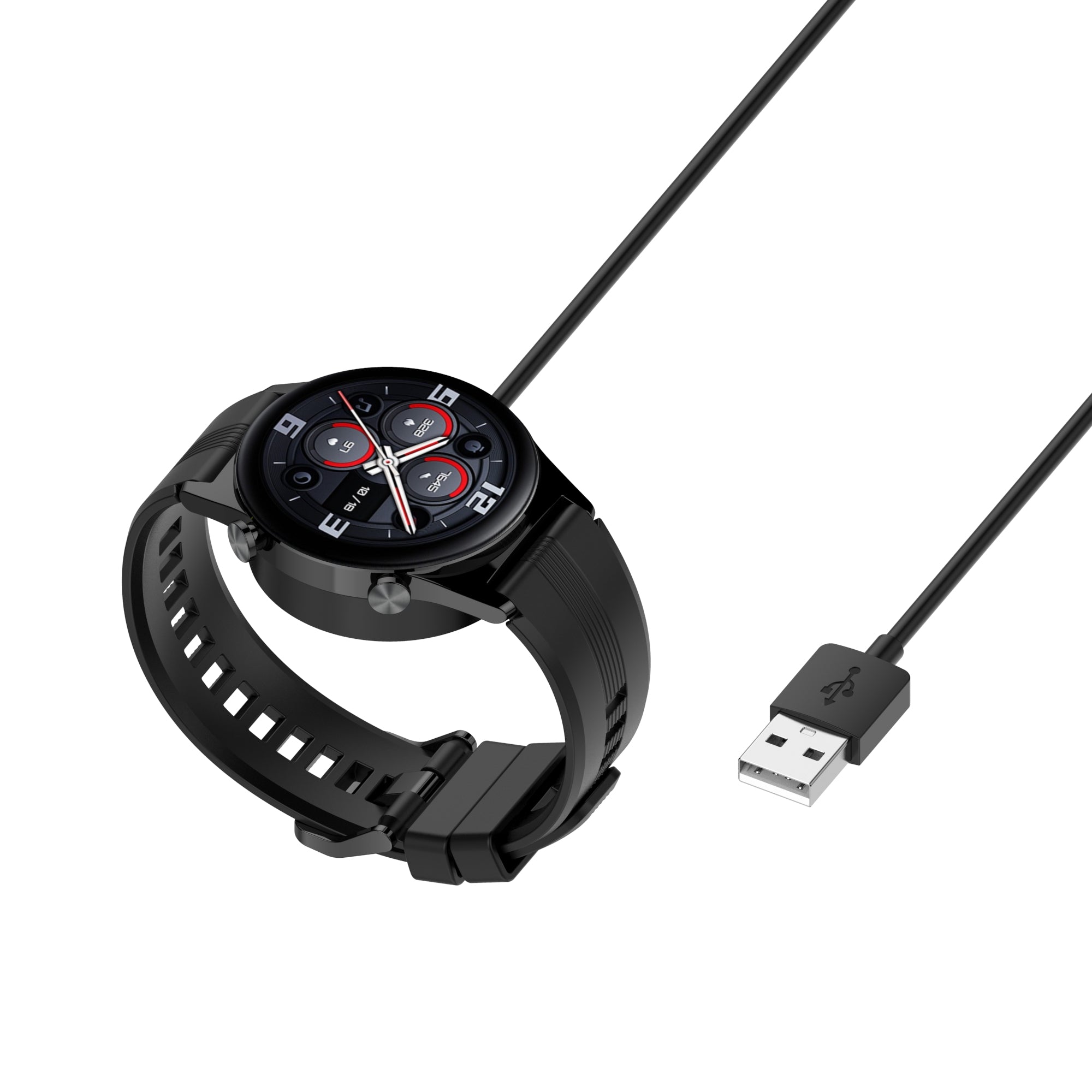 For Honor Watch GS 4 / Watch GS 3 MUS-B19 / Watch 4 TMA-L19 Charging Dock Watch Charger Integrated with 1m Cable - Black