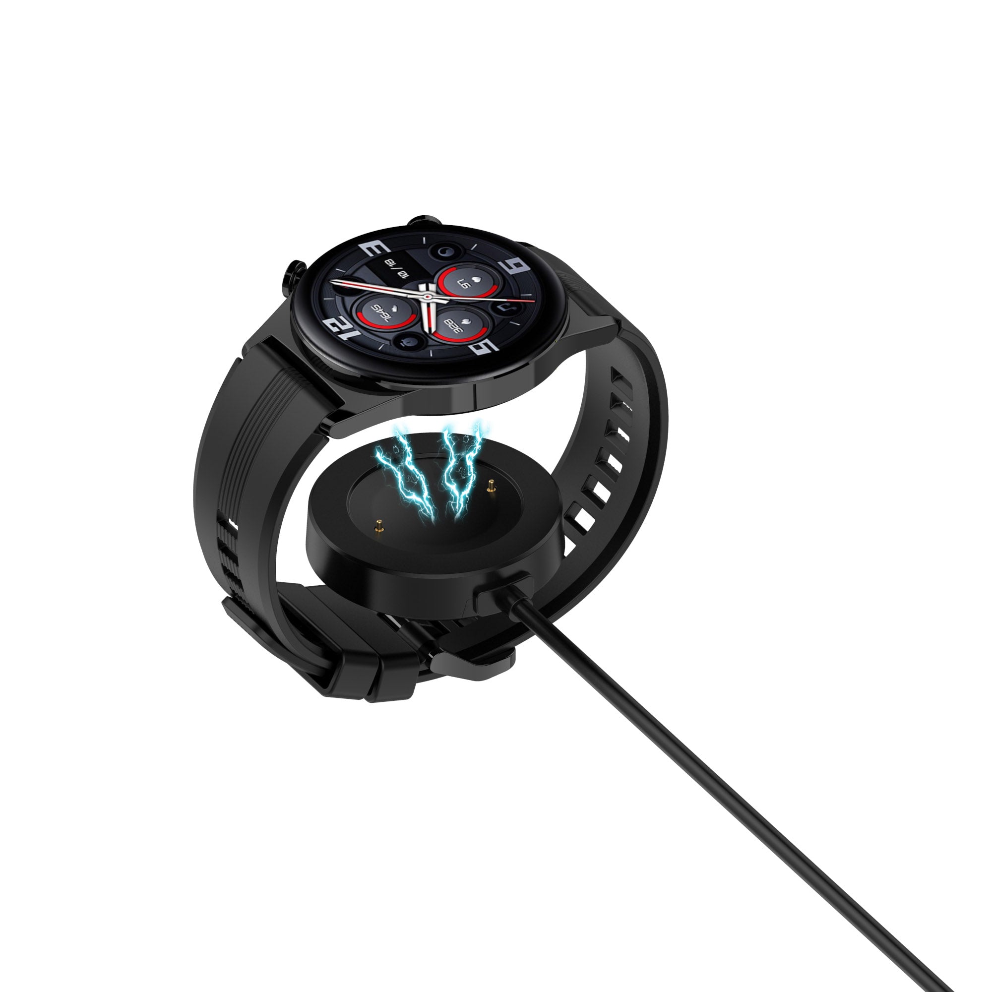 For Honor Watch GS 4 / Watch GS 3 MUS-B19 / Watch 4 TMA-L19 Charging Dock Watch Charger Integrated with 1m Cable - Black